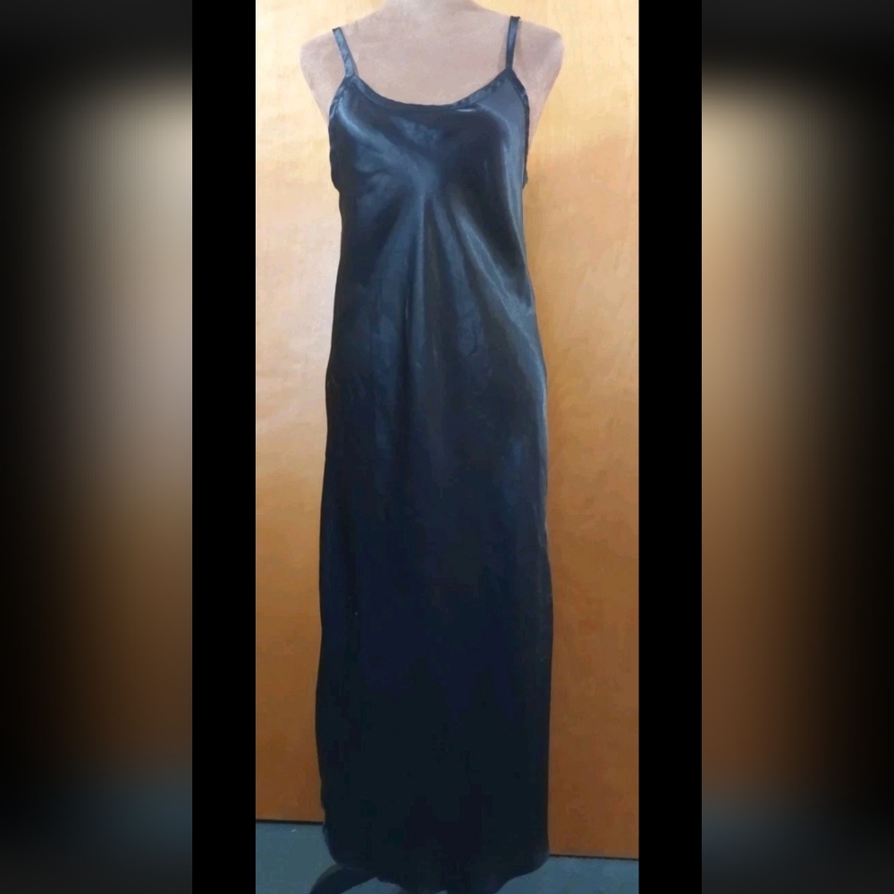 Vintage Y2K Gilligan and O'Malley Satin Slip Dress Black Sm Minimalist Romantic